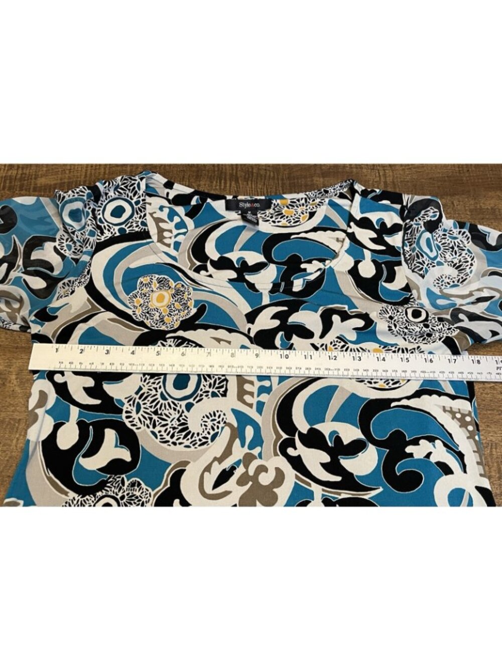 Style & Co. Shift Short Dress Women's Medium Multicolor Round Neck Hippie Retro - Picture 8 of 12